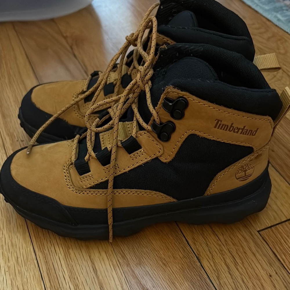 Timberland Kids Tan and Black Hiking Boots